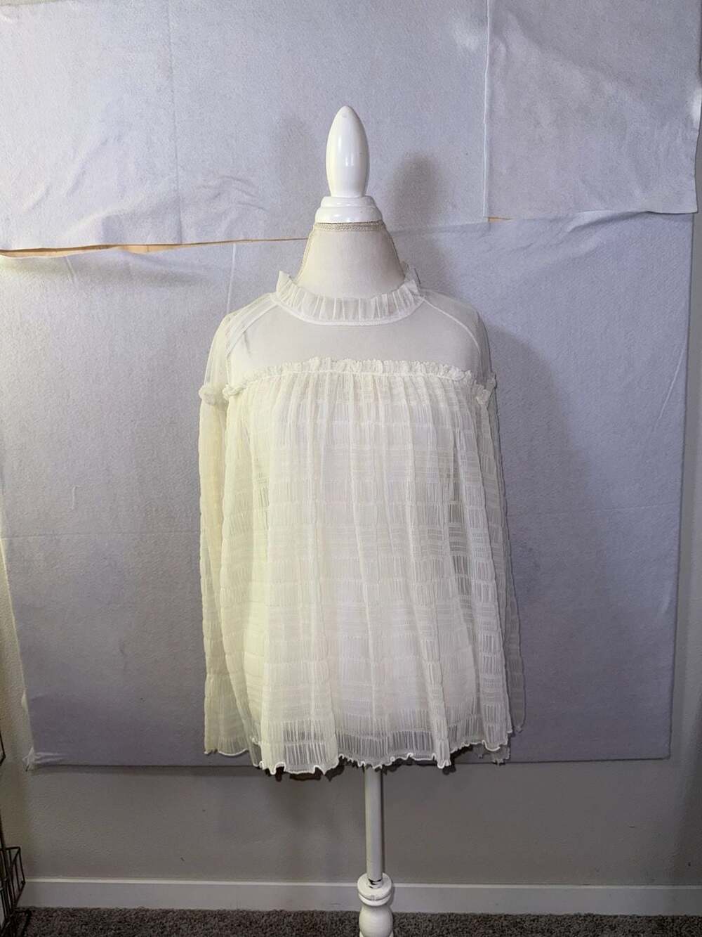Ramy Brook Winslow Ivory Sheer Textured Blouse
